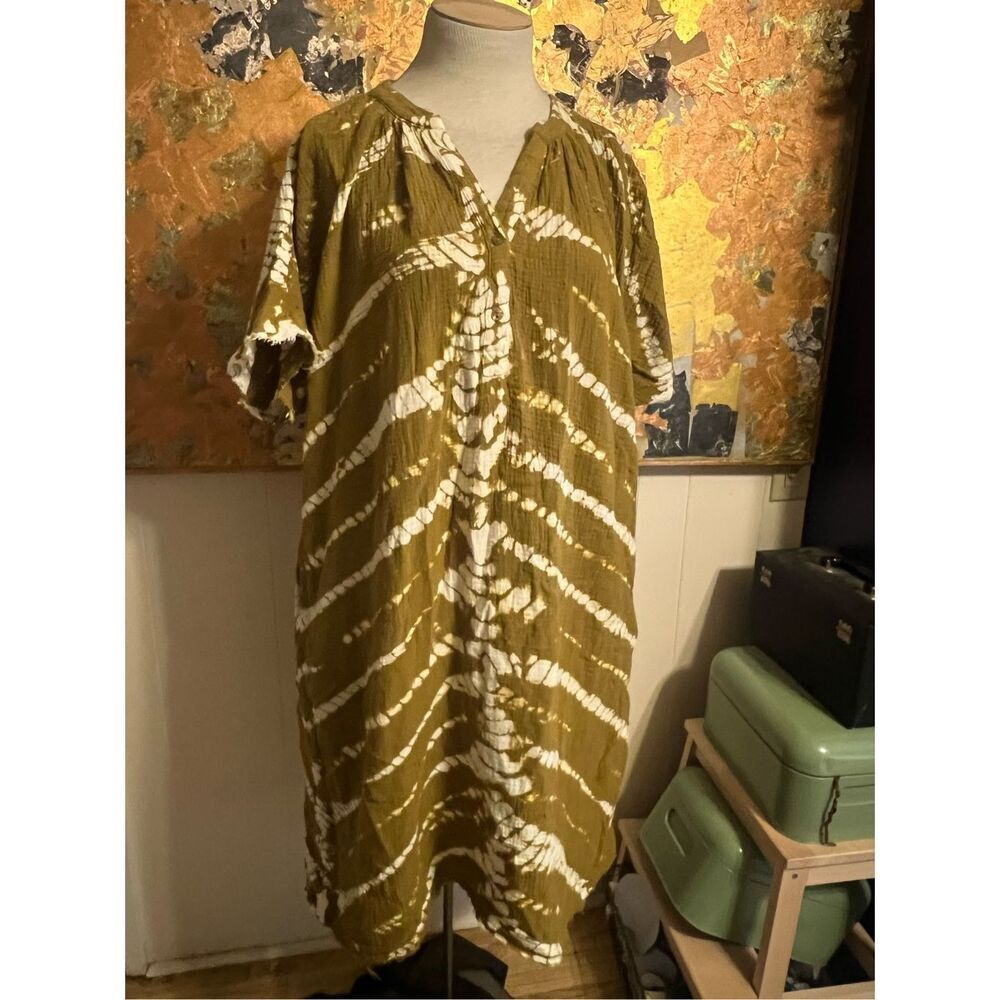Young Fabulous & Broke YFB BOHEMIAN 100% Cotton Tie Dyed Maxi Kaftan Dress Resor - Picture 1 of 9